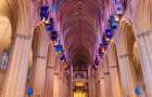 Nave stained glass, Washington National Cathedral, Washington DC. Construction started 1907. Art Print